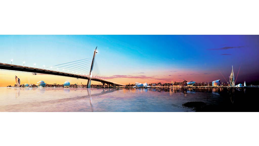 A bridge over water.