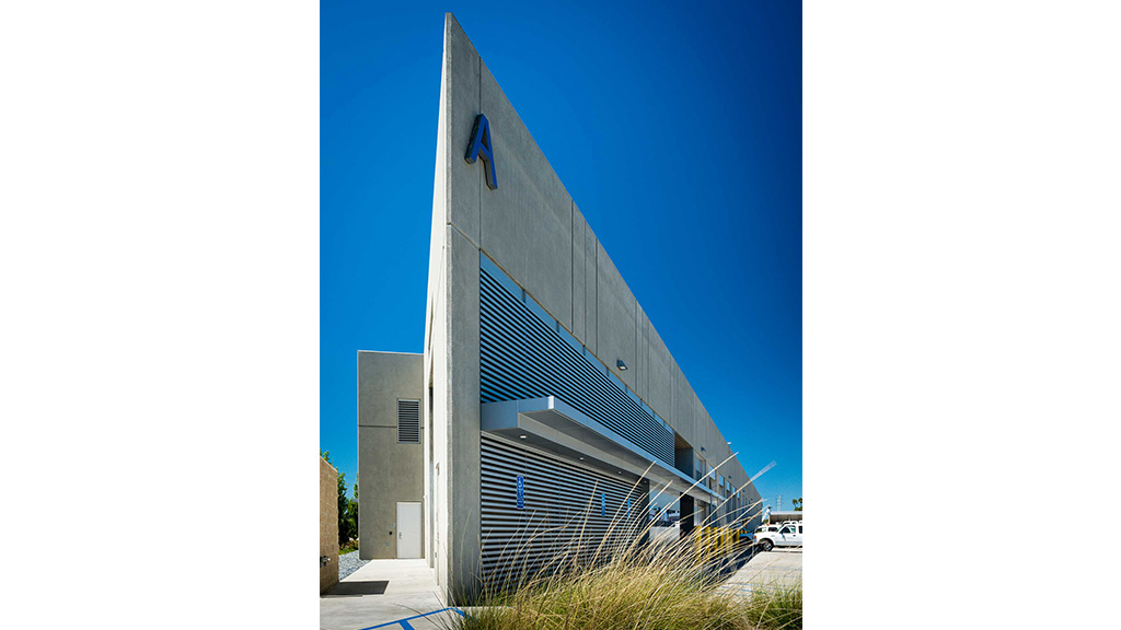 A building with a solar panel.