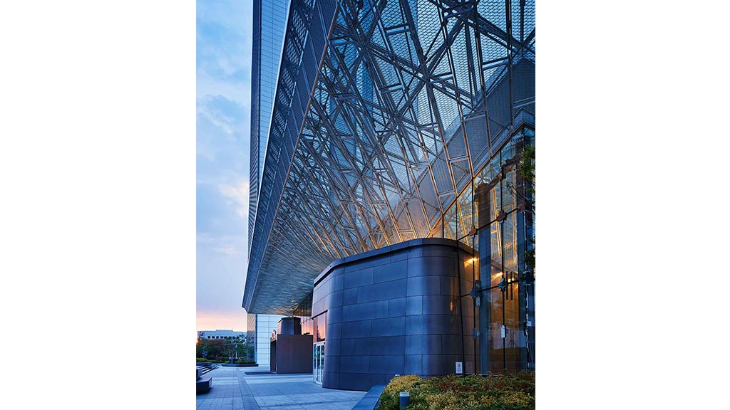 A building with glass walls.