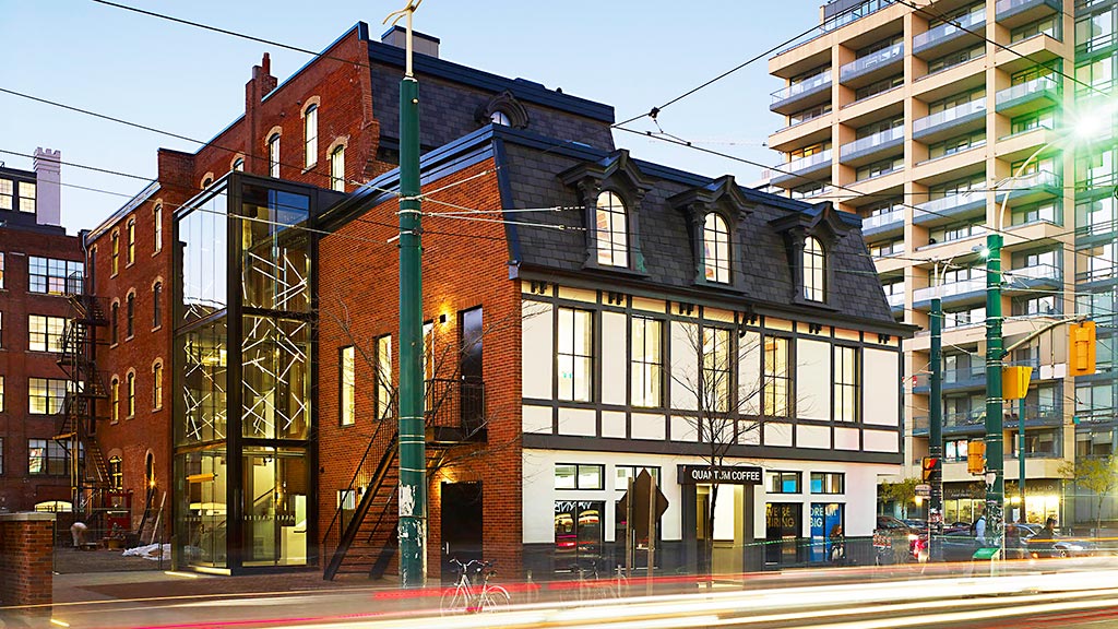 A building with a street in front.