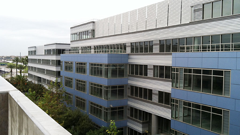 A building with many windows.