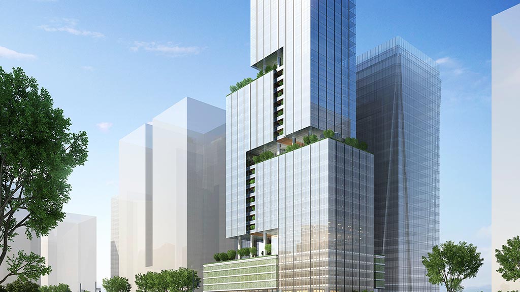 A group of tall buildings.