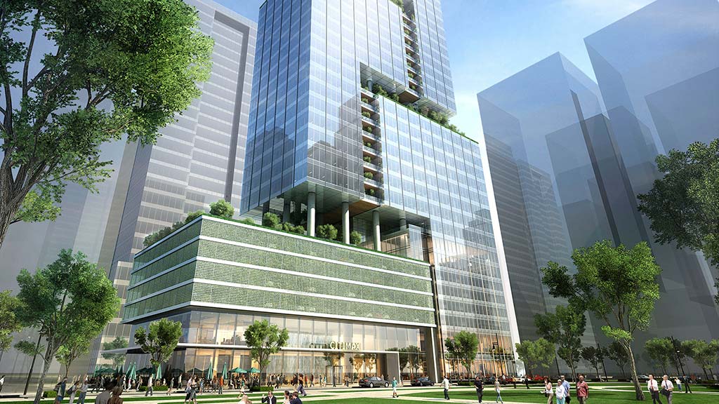 A group of people outside of a building.