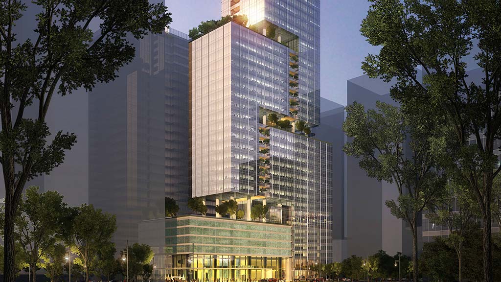 A group of tall buildings.