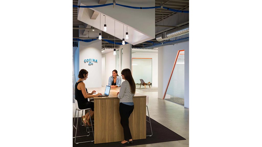 A group of people in a meeting.