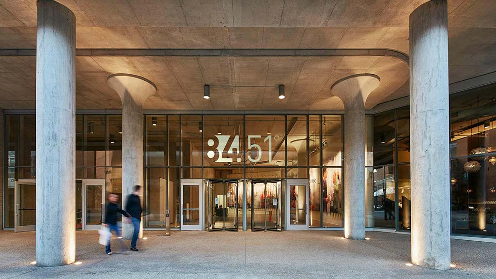 A building with a sign on the front.