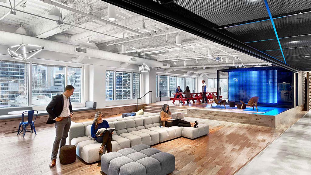 A group of people in a room.