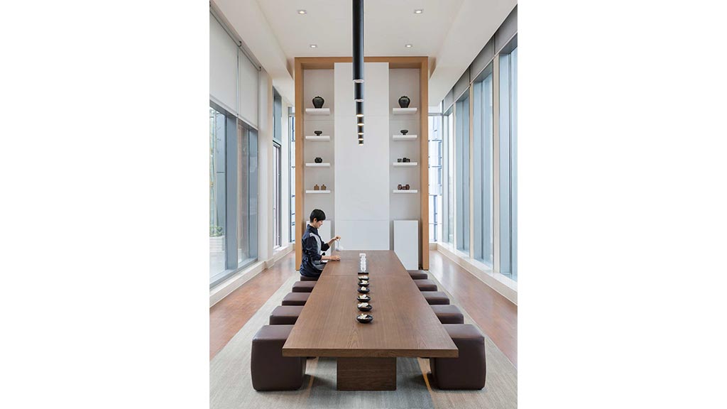 A person sitting at a table.