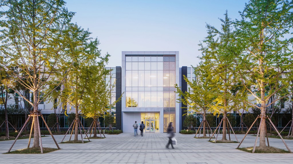 A building with trees in front of it.