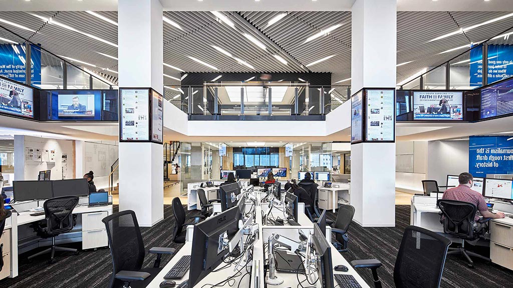 A room with several computers.