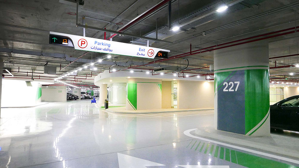 A large empty parking garage.