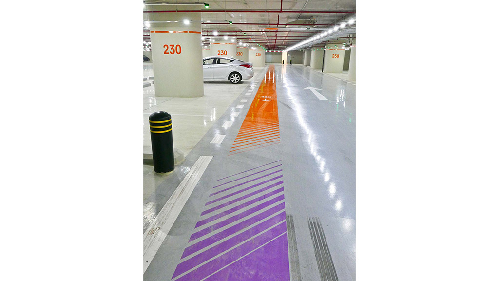 A car parked in a parking garage.