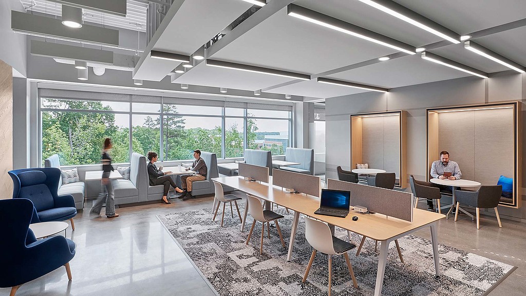 A group of people in a room.