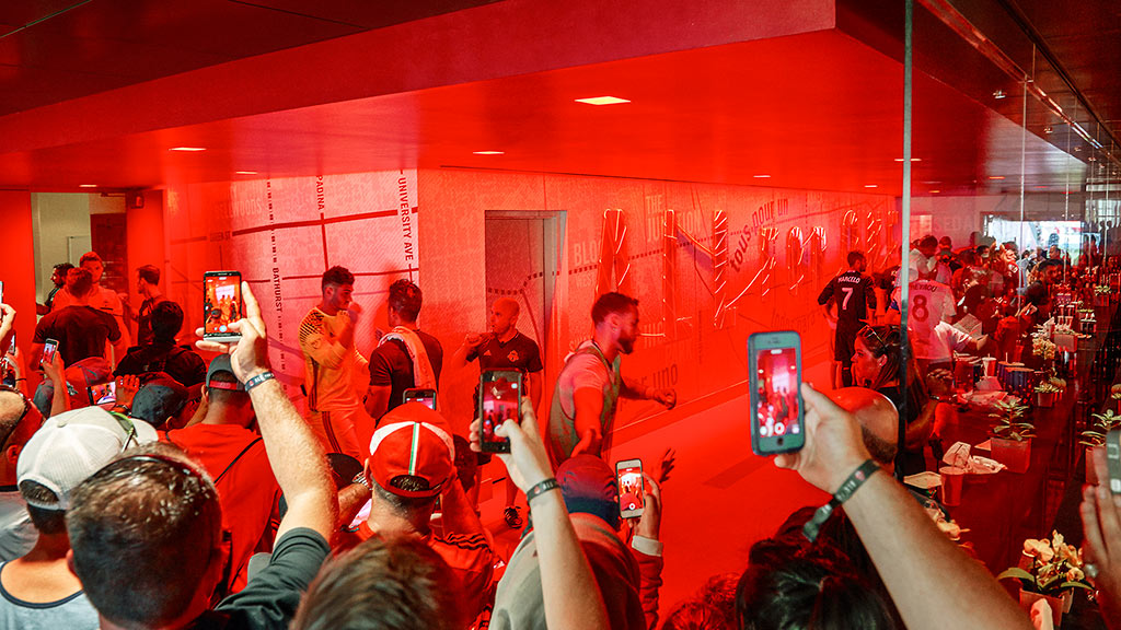 A group of people in a room.