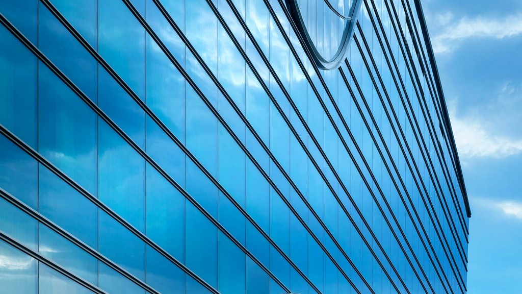 A building with glass windows.