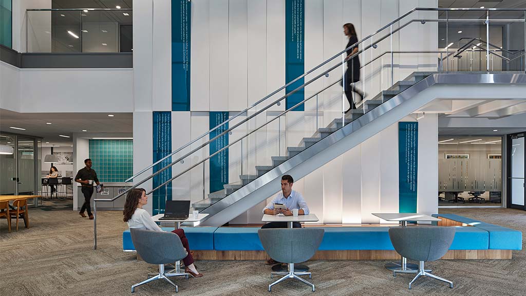 People sitting on a staircase.