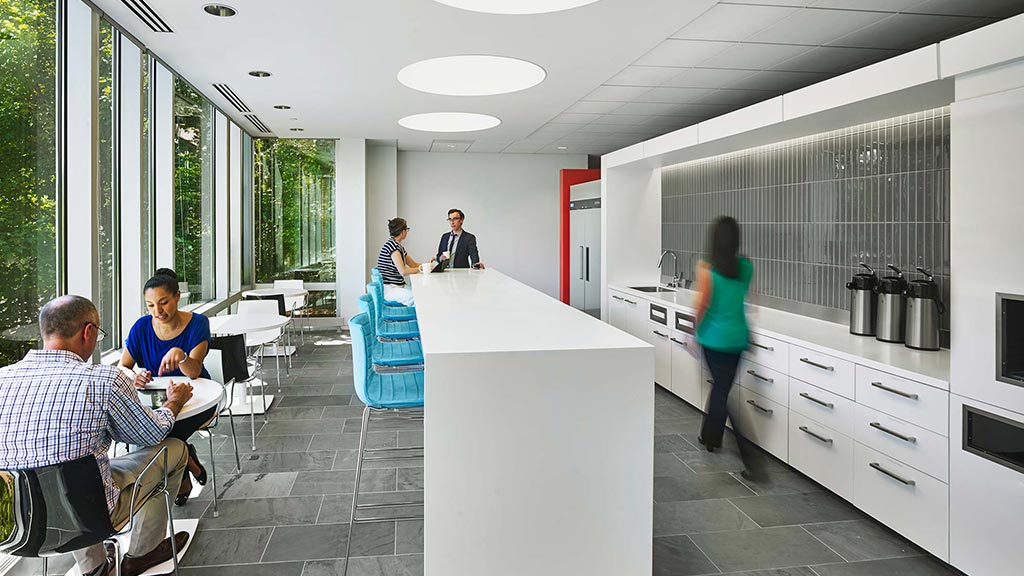 A group of people in a room.