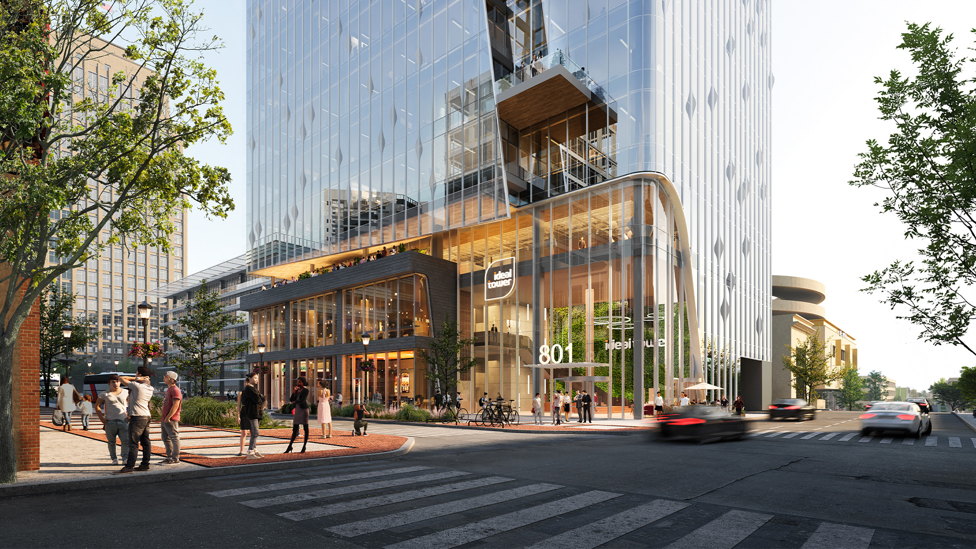 A building with glass walls.