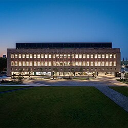 A large building with many windows.
