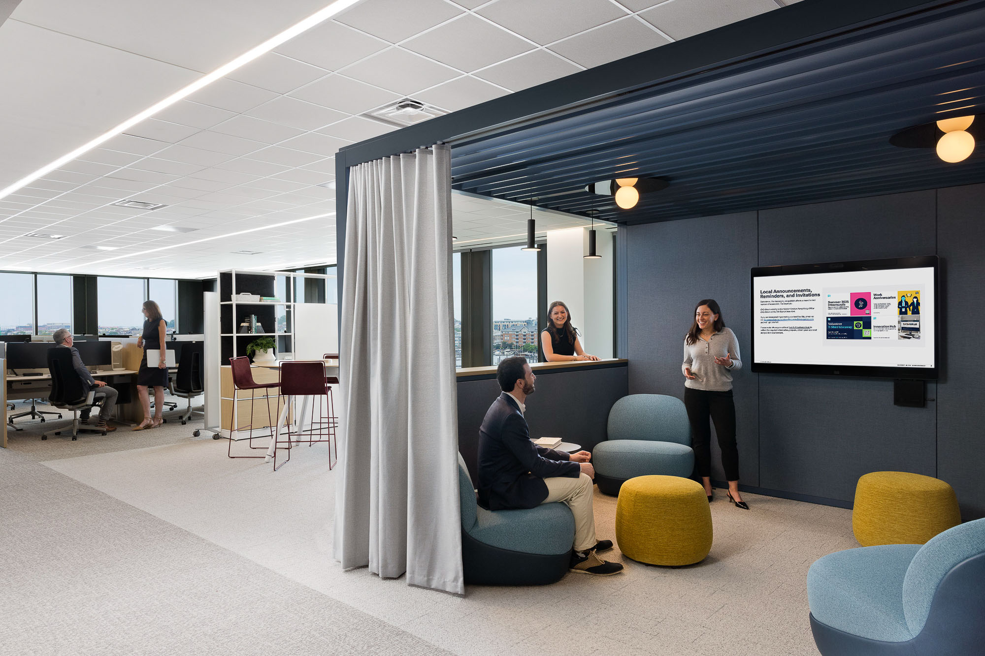 A group of people in a room.