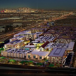 An aerial view of a city.