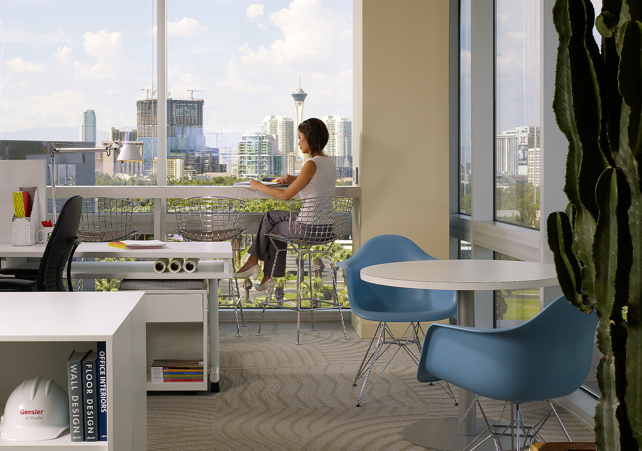 A person sitting at a desk.