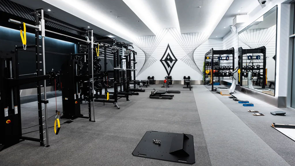 A large room with equipment.