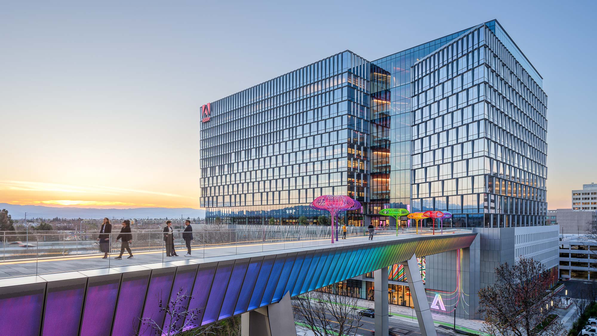 A building with a glass front.