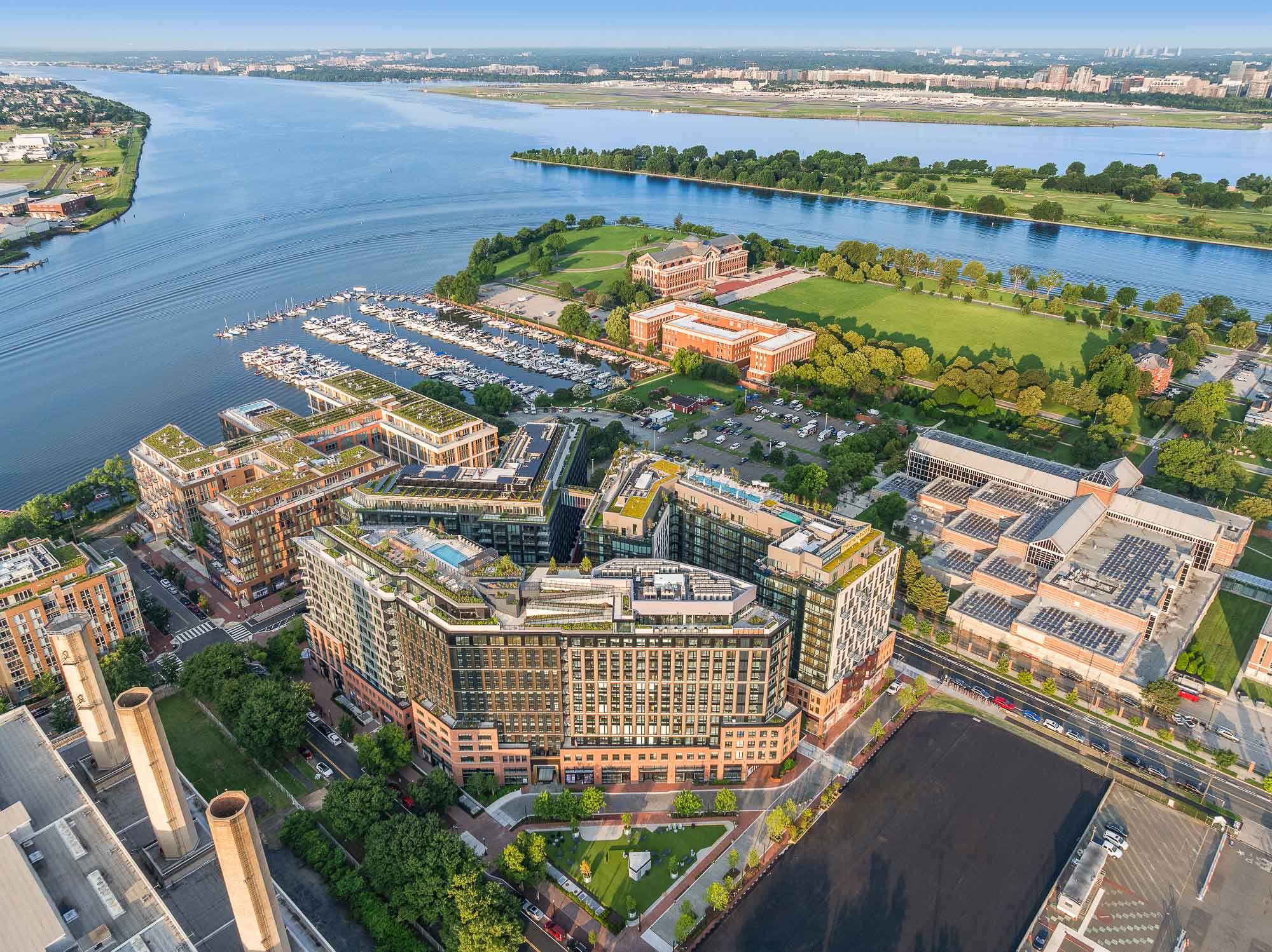 A city with a river running through it.