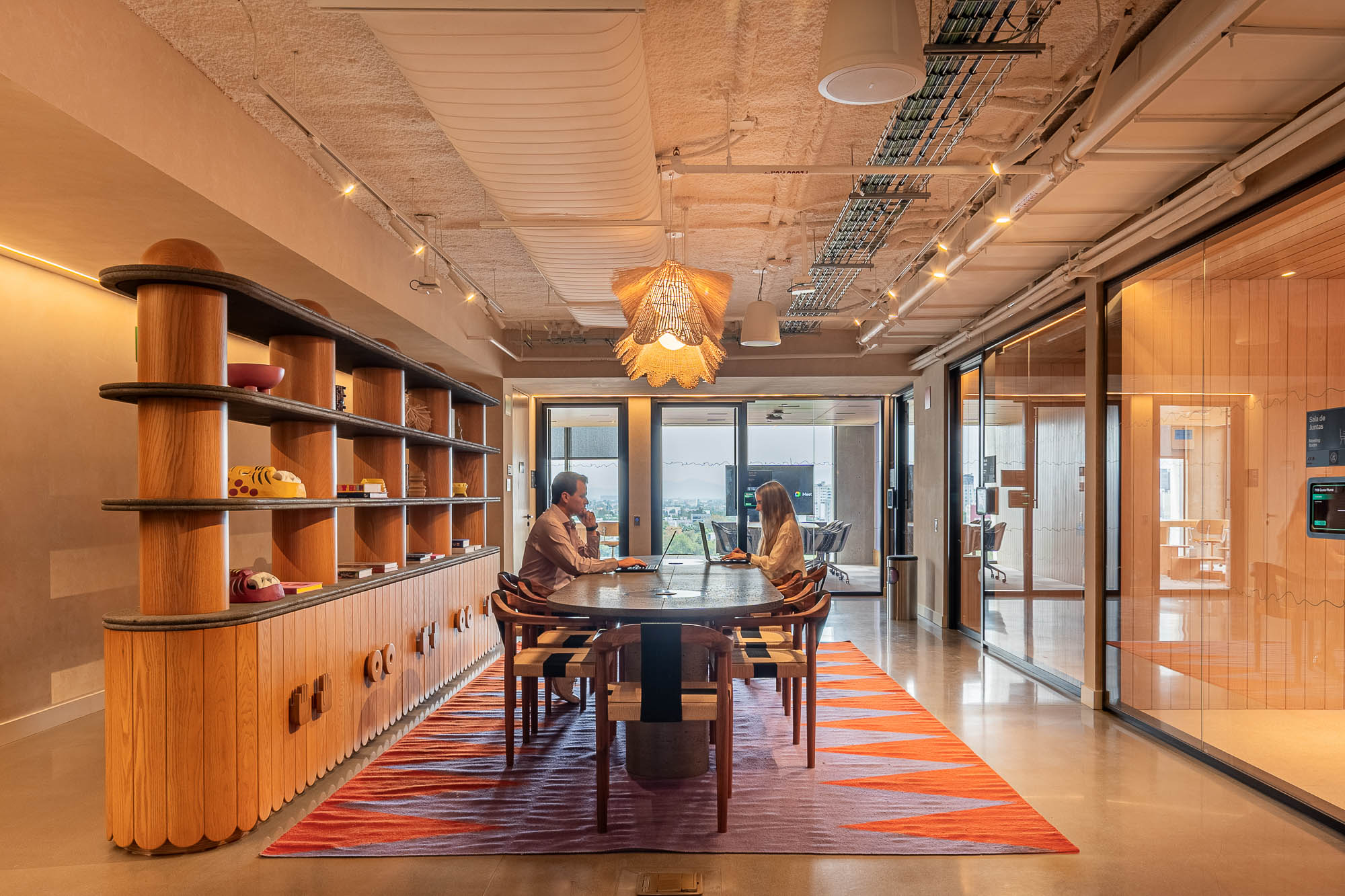 A couple sitting at a table.