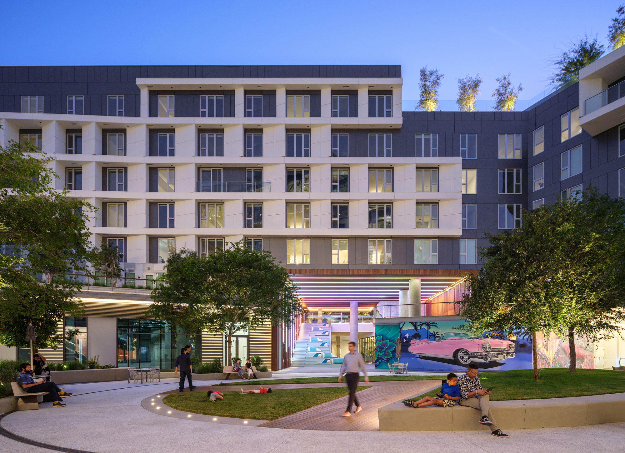 A building with many windows.