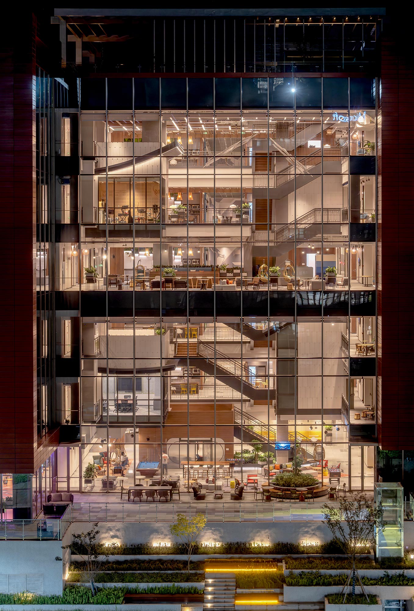 A building with many windows.