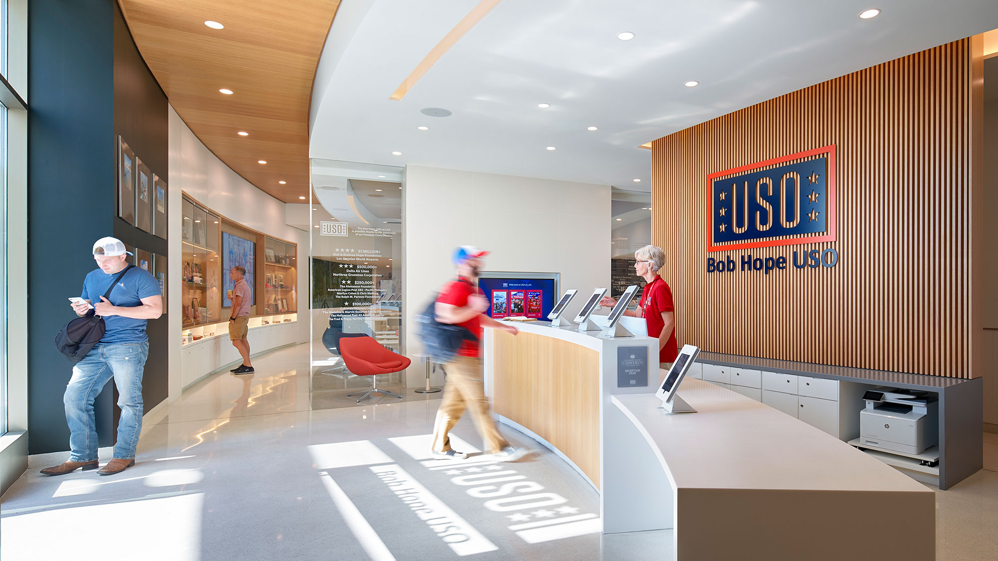 A few people in a room.