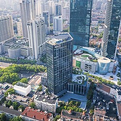 A city with tall buildings.