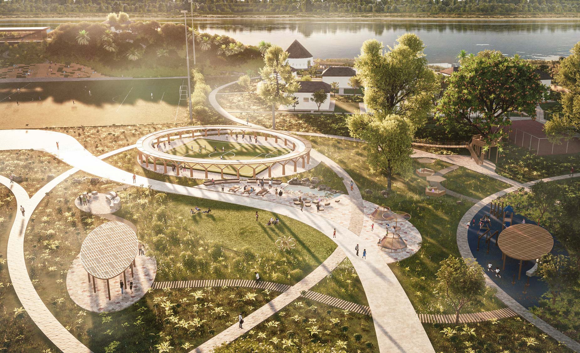 A river with boats and buildings around it.