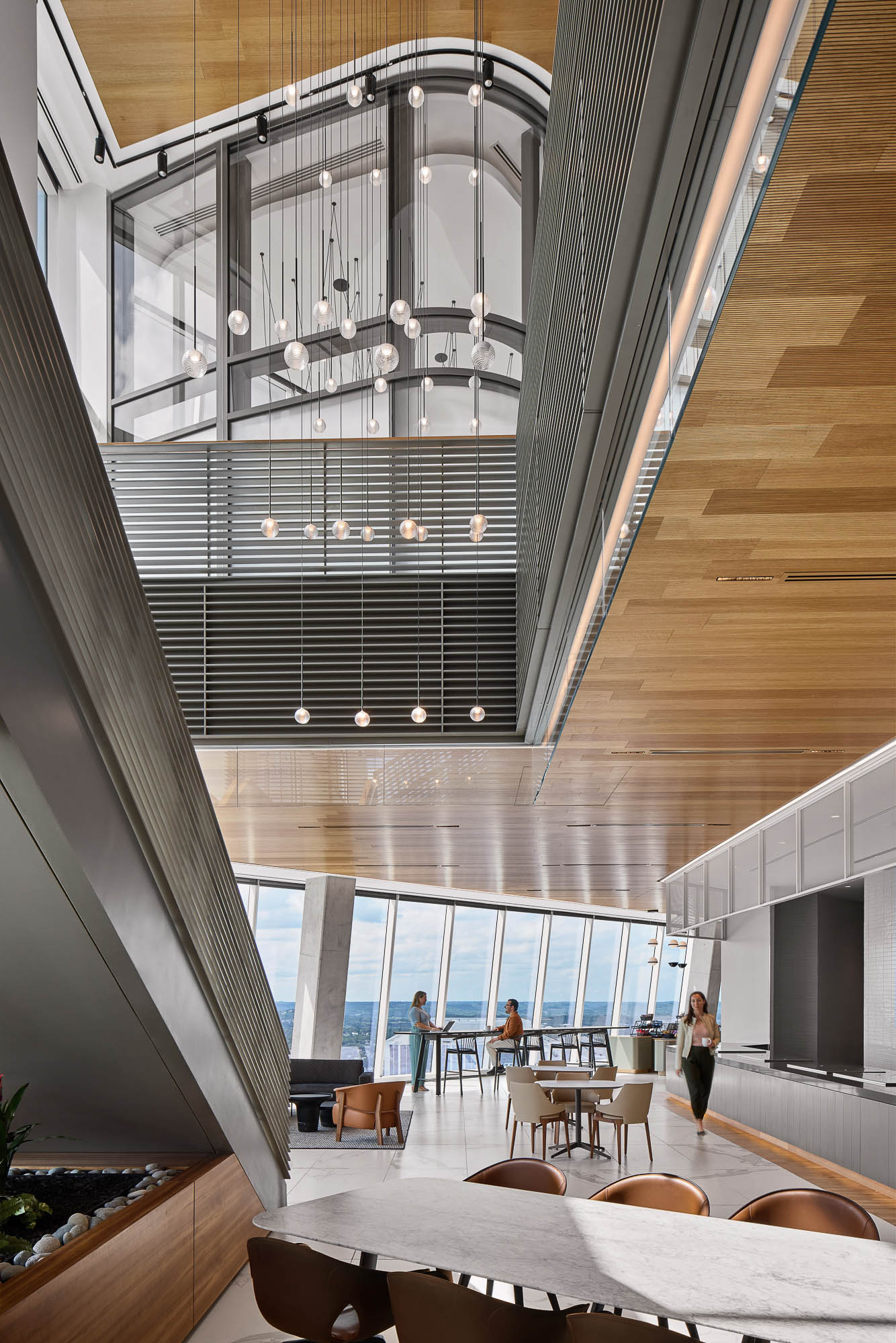 A room with tables and chairs.