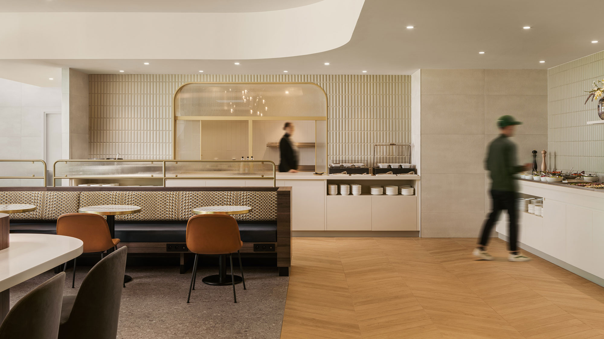 A couple of people in a room.