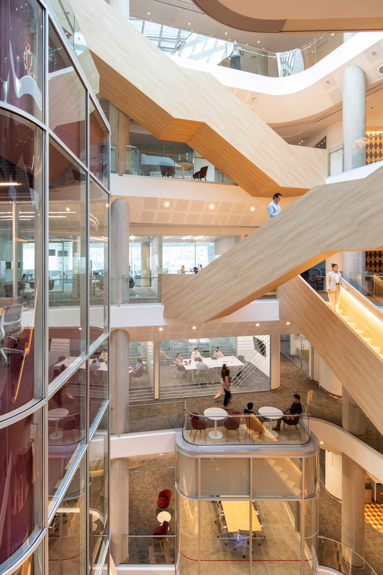 A high angle view of a building.