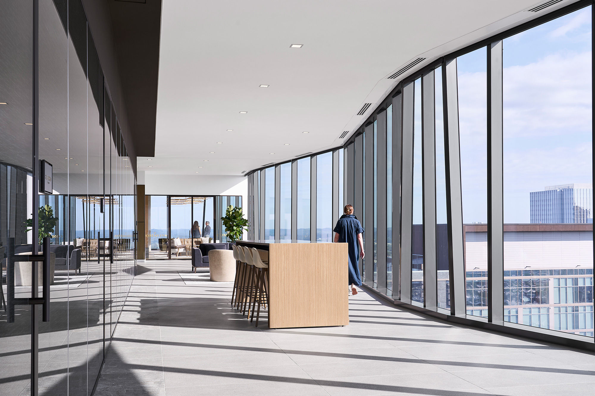 A person walking in a building.