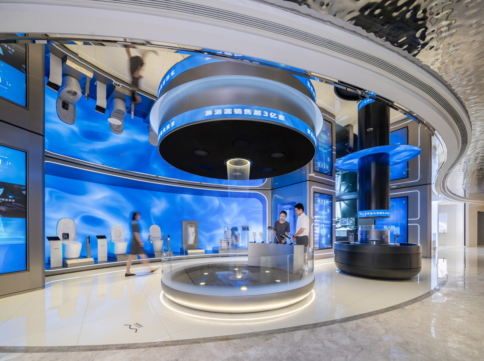 A group of people inside a building.