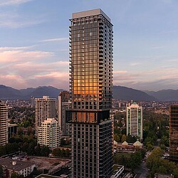 A tall building in a city.