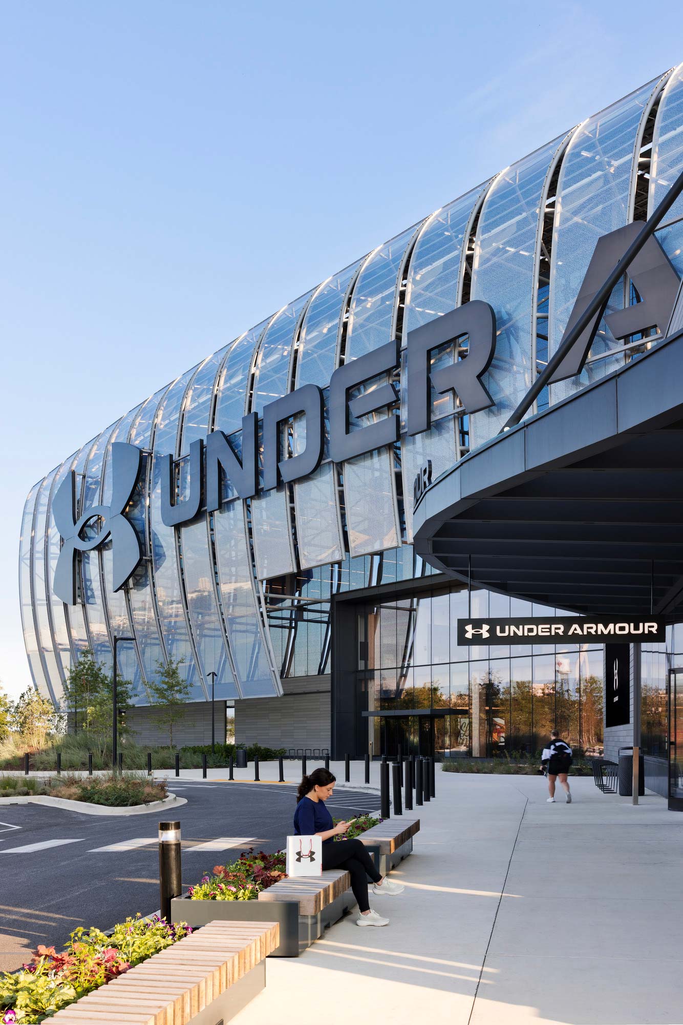 A person sitting on a bench.