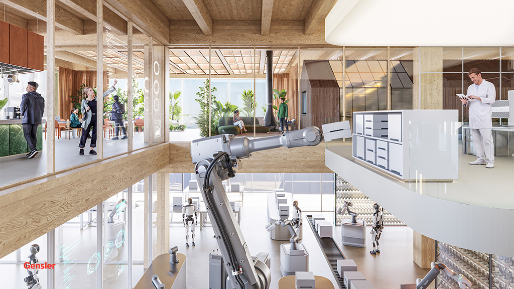 A group of people in a room.