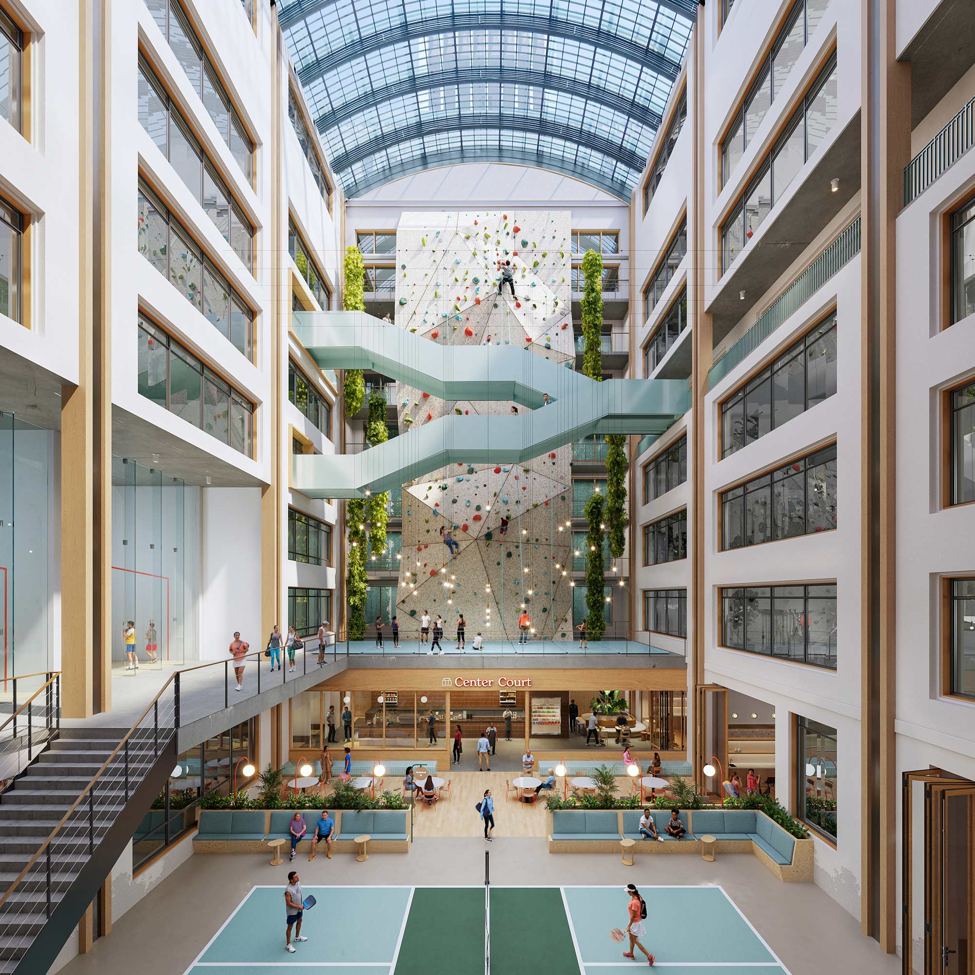 A large indoor swimming pool.