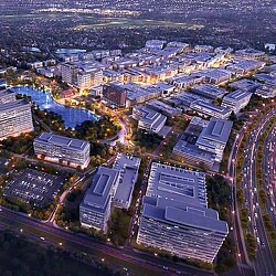 Aerial view of a city.