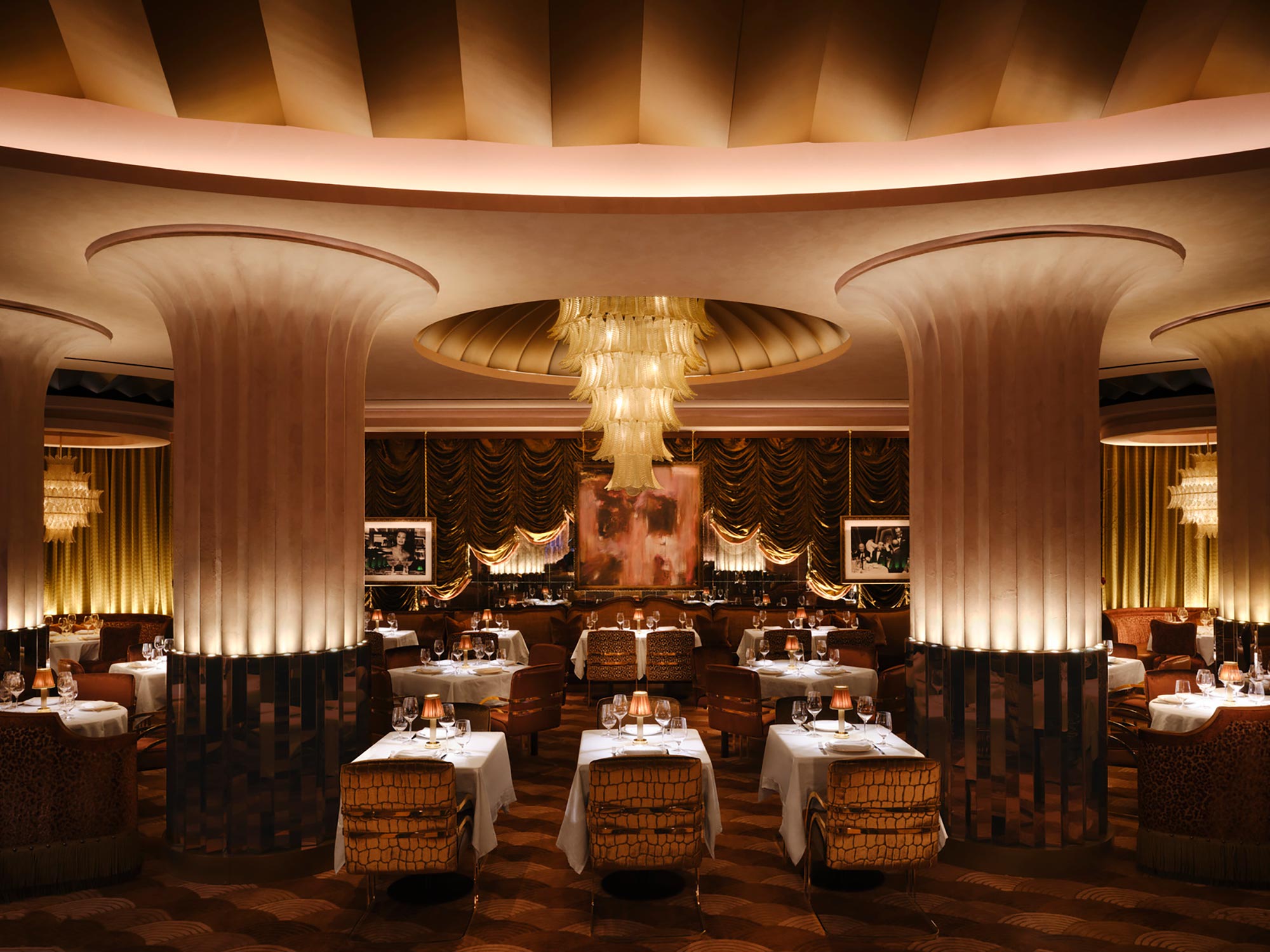 A room with tables and chairs.