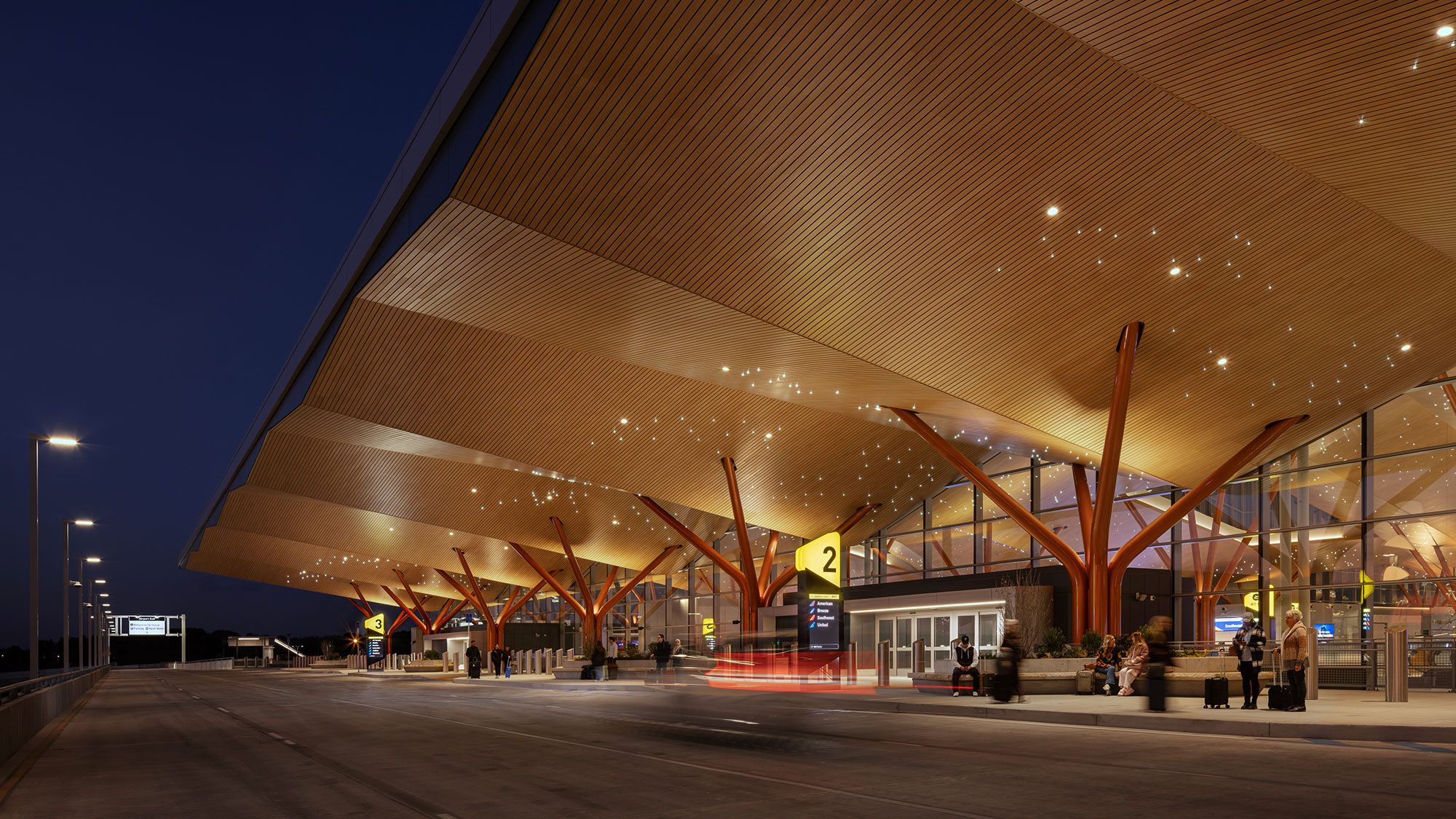 A large building with a curved roof.