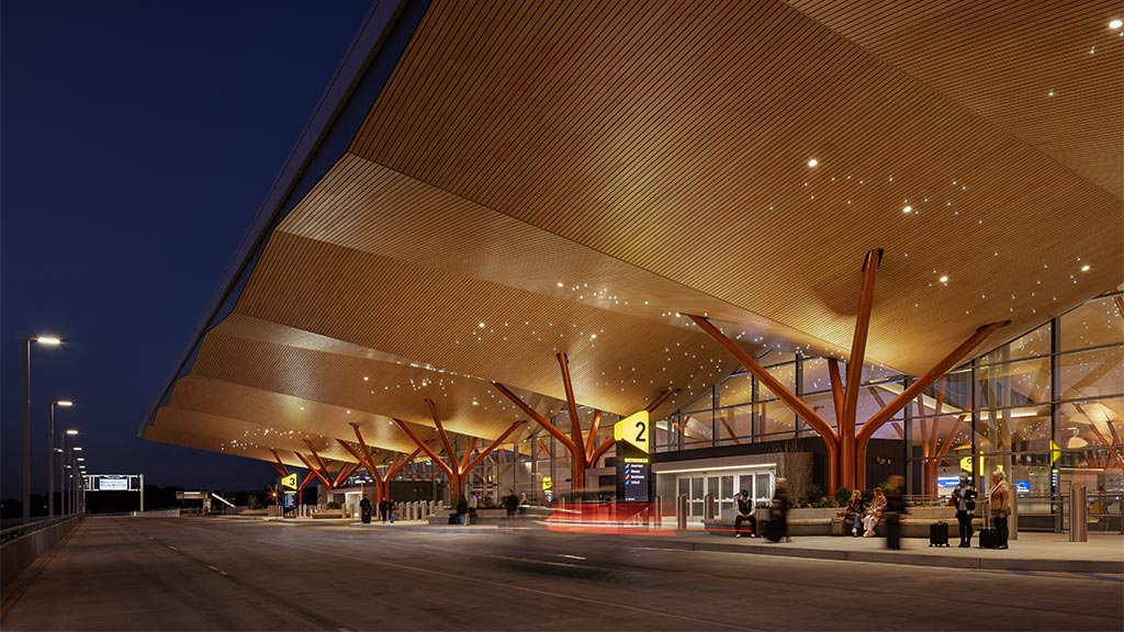 A large building with a large glass roof.
