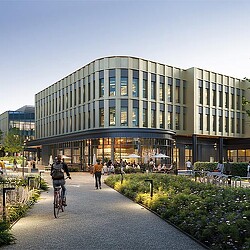 A building with many windows.