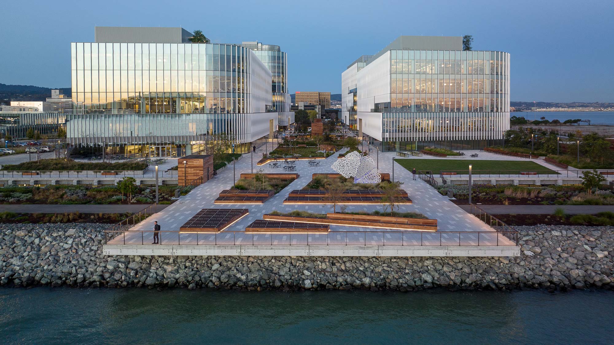A building with a curved staircase.